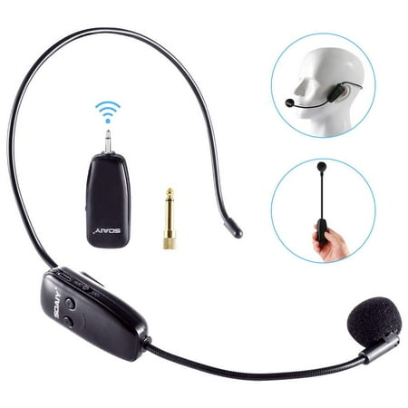 SOAIY UHF Wireless Headset Handheld 2 in 1 Microphone Rechargeable with Receiver for Voice Amplifier,Teaching,Speaker,Tourist Guide, Computer,Anti-interference and High Sound