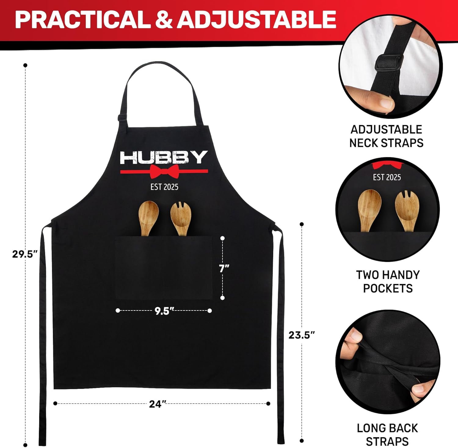 Prazoli Products Mr Mrs Apron Set - Engagement Gifts, Wedding & Bridal Shower Gifts for Couple (Hubby & Wifey Est: 2025, Standard)