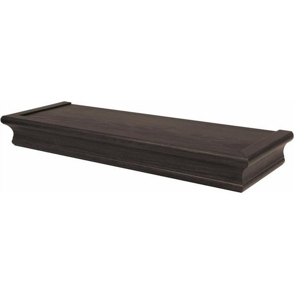HIGH & MIGHTY Decorative Floating Shelf Holds up to 15lbs Easy Tool-Free Dry Wall Installation, 18", Espresso