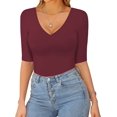 thumbnail image 2 of Xishao Women's Mock Neck/Turtle Neck Long Sleeve Modal Bodysuit Jumpsuit Xishao ropa, 2 of 2