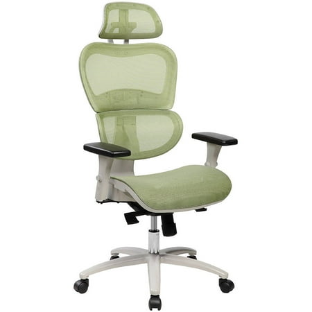 Techni Mobili High Back Mesh Executive Office Chair with Neck Support, Green