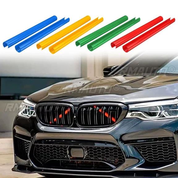 2Pcs Sport Car Bumper Front Grille Strip Cover For BMW F30 F31 G20 G21 G28 G29 Car Decorations Stickers Exterior Part Body Kit