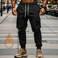 thumbnail image 6 of USNSM Men's Jogger Casual Workout Slim Fit Multi Pockets Outdoor Cargo Pants Drawstring Elastic Waist Tapered Pants Black S, 6 of 9
