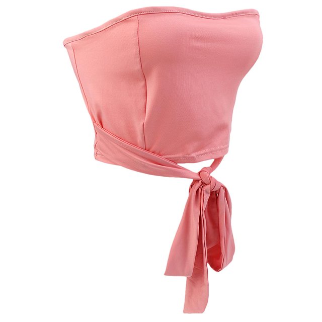 Sujetador bandeau sin tirantes, suave, elástico y recortado, para mujer, color blanco y rosa METRO