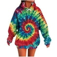 thumbnail image 2 of huaimei Women'S Tie-Dye Printed Hooded Sweatshirt Winter Hoodies Long-Sleeved Pocket Tops, 2 of 6