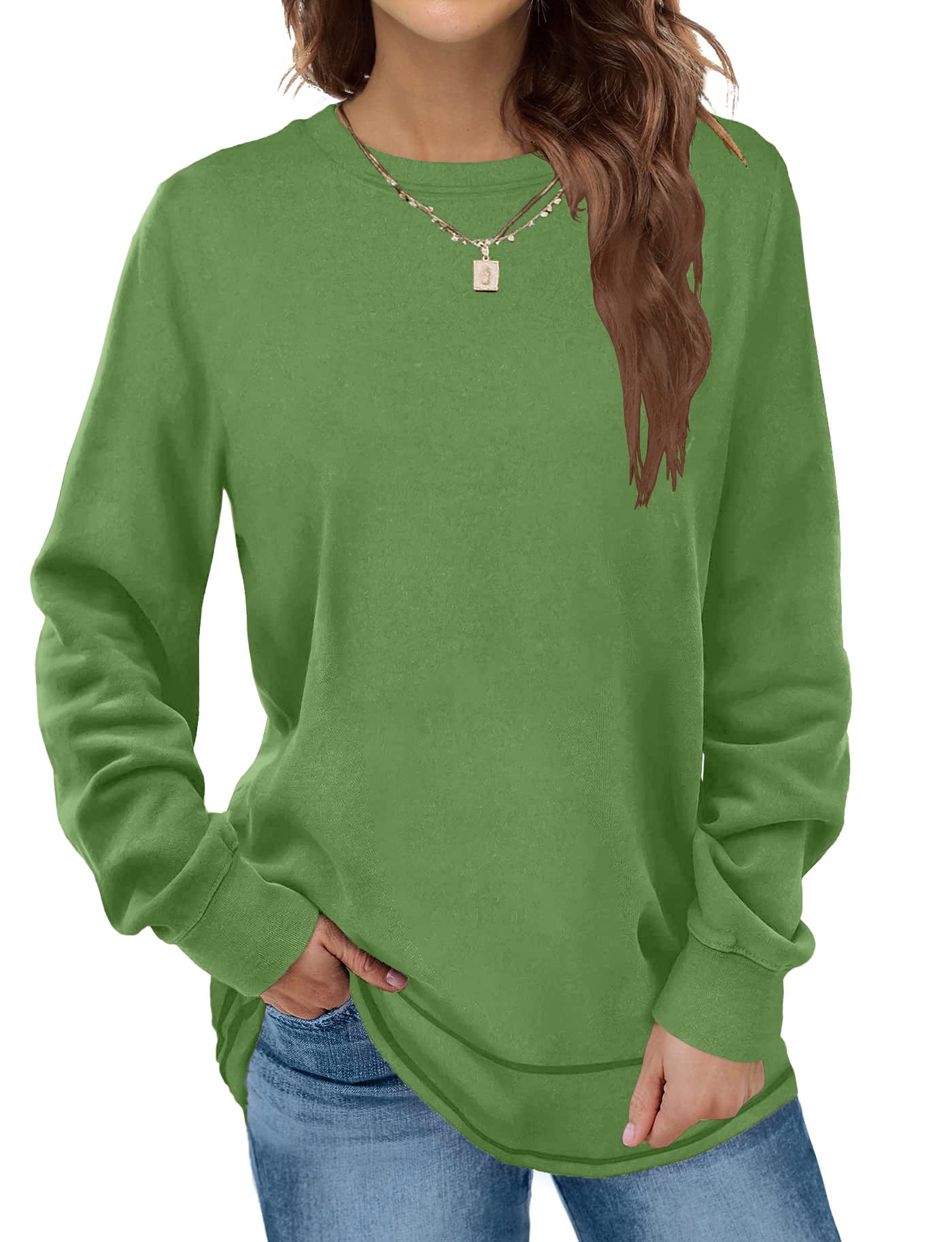 Aiyino Sweatshirts for Women Crewneck Long Sleeve Shirts Tunic Tops for