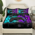thumbnail image 3 of Erosebridal Teen Gamepads Sheet Set Twin,Blue Purple Bedding Sets Twin Size,Geometric Buffalo Twin Sheet Sets,Breathable Gradient Bedroom Decorative,3pcs, 3 of 7