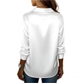 thumbnail image 3 of Kixjoy Collared Shirts for Women Long Sleeve Button Down Silk Shirt Dressy Casual Fashion Blouse Lightweight Cozy Womens Tops, White M, 3 of 4