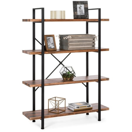 Best Price On Furniture Best Choice Products 4-Shelf Industrial Open Bookshelf Organizer Furniture for Living Room, Office with Wood Shelves, Metal Frame, Brown/Black ()
