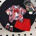 thumbnail image 2 of Teen Boy Clothes Boys' Shorts Set Outfits Kids Spring Summer Solid Printed Short Sleeved Training 6M 12M 18M 24M 3T 4T Shirt Tops and Pajama 2PCS, 2 of 6