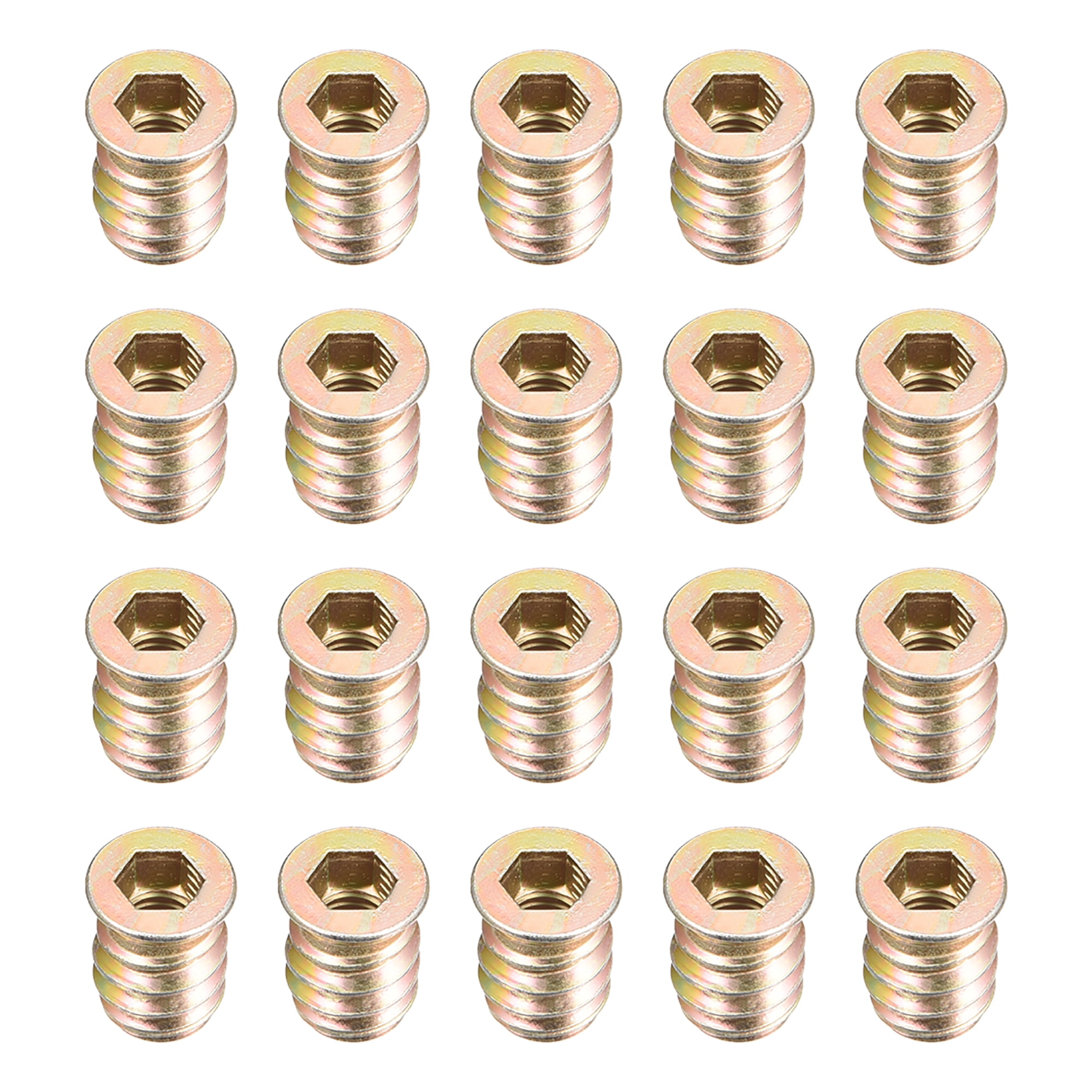 Wood Furniture M6x15mm Threaded Insert Nuts Interface Hex Socket Drive