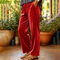 thumbnail image 5 of Gytharion Women's Velvet Wide Leg Pants Drawstring Elastic High Waist Pants Solid Color Casual Trousers with Pockets, 5 of 5