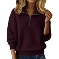 thumbnail image 4 of JUUNthy Sweater for Womens, Warm Fashion Zipper Collared Long Sleeve Pullover Ribbed Knitted Tops Green L, 4 of 14