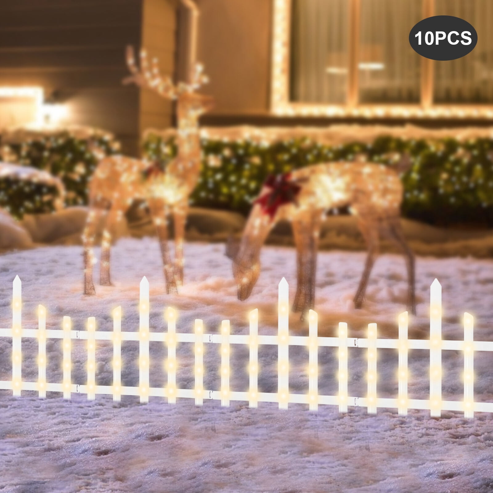 Christmas Decorations Light, Christmas Fence Lights, Decorative Lights Edging Garden Border with LED Lights for Garden Landscape Patio Yard Path Home