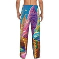 thumbnail image 3 of Picia Rainbow Melting Ice Cream Mens Soft Woven Cotton Elastic Waistband Sleep Pajama Pant Lounge Sleep Pant With Pockets And Drawstring-Medium, 3 of 9