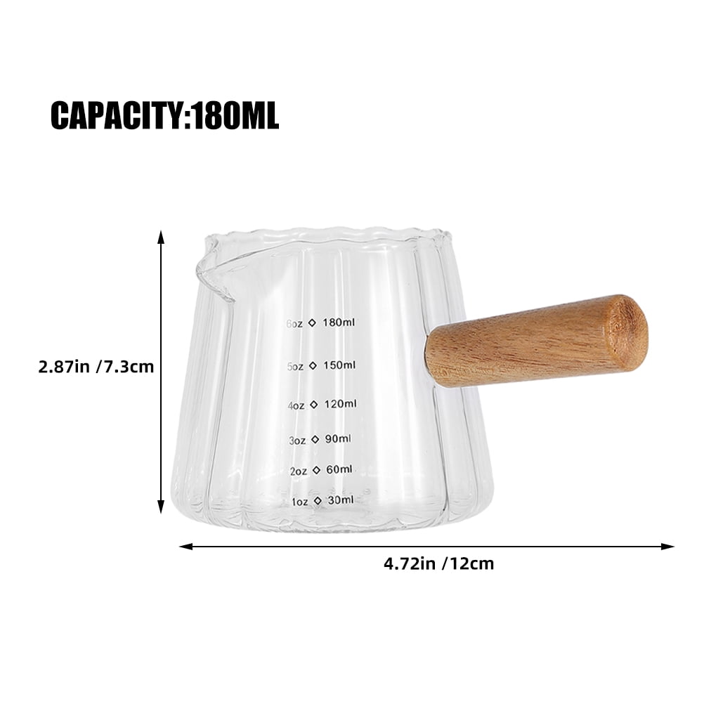 Pretyzoom 2Pcs Espresso Shot Glasses with Wooden Handle Glass Cups for Iced Coffee Accessories Travel Use