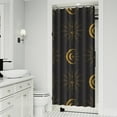 thumbnail image 2 of Mystical Moon Sun Shower Curtain with Celestial Gothic Star Print, Golden Spiritual Astrology Pattern Waterproof Curtain with Hooks, Cosmic Night Aesthetic for Guest or Dorm Bathroom, 2 of 5