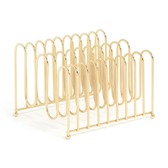 U Brands Bent Wire Letter Sorter, 5.95 x 5.2 x 4.21 in., Gold