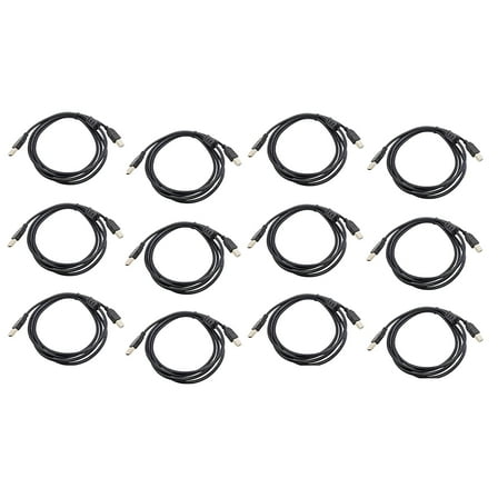 12 Pack 6 Feet USB 2.0 A Male to B Male 28/24AWG Cable, Black