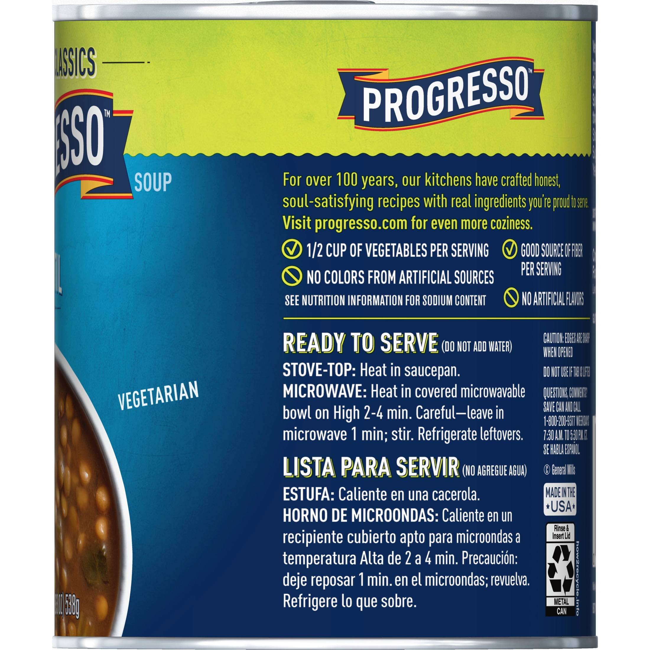 (2 pack) Progresso Lentil Soup, Vegetable Classics Canned Soup, Gluten Free, 19 oz