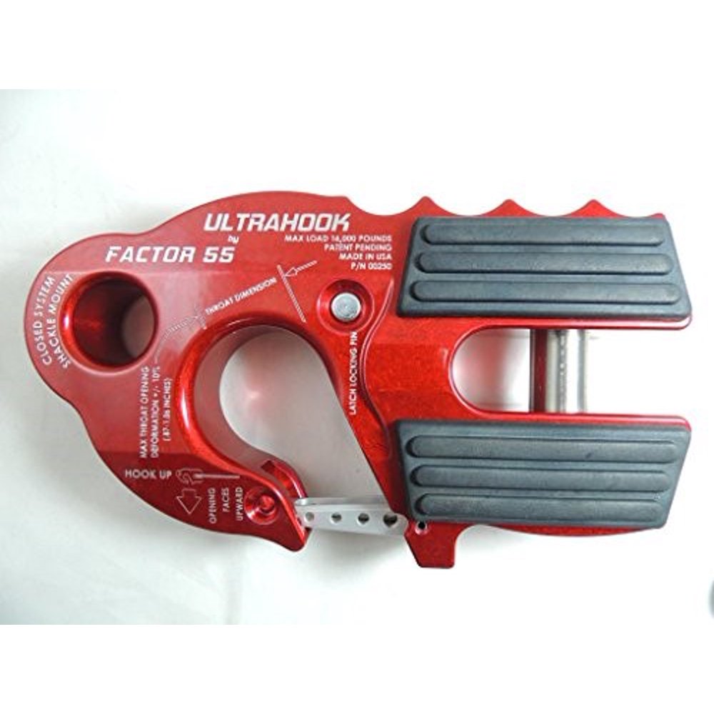 Factor 55 UltraHook Winch Hook with Shackle Mount Red