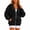 Black, variant on Wrongduck Women's Velvet Hoodie Jacket Lightweight Zip Up Sweatshirt Oversized Casual Hooded Coat with Pockets Spring Fall Outerwear