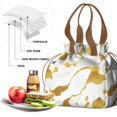 thumbnail image 4 of Gold and White Marble Drawstring Lunch Bag Women - Drawstring Lunch Bag Insulated for Work Office - Stain-Resistant Large Lunchbags for Women with Multi-Pockets, 4 of 6