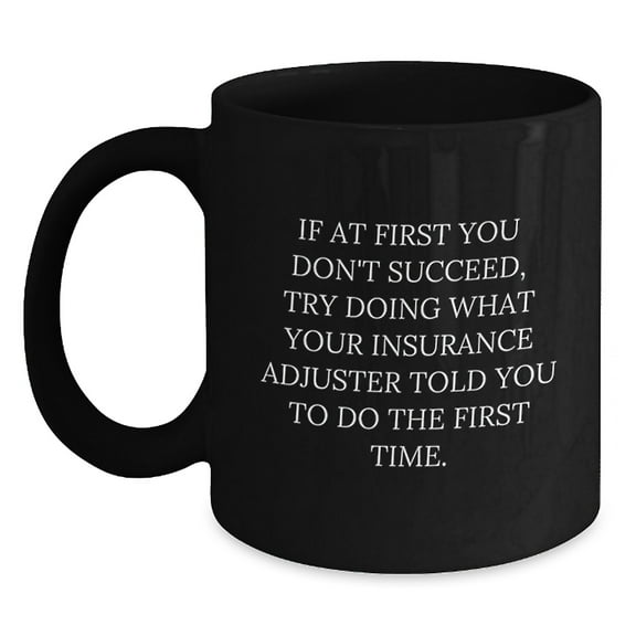 Funny Insurance Adjuster Gifts from Men to Friends - If At First You Don't Succeed Black Coffee Mug for Christmas Unique Gifts