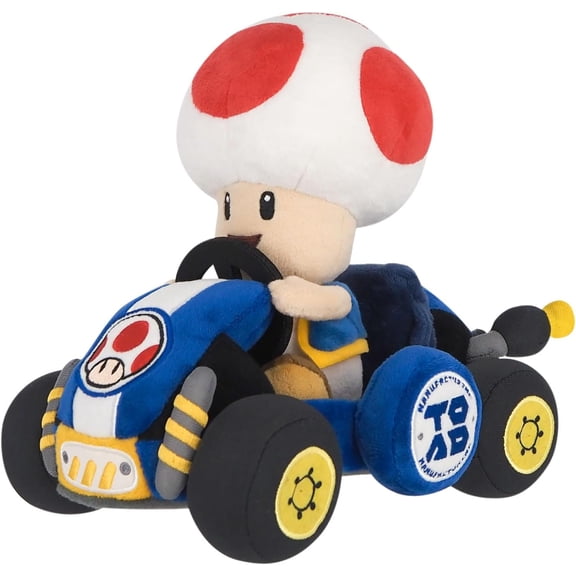 Collectible Sanei Boeki MKW01 Super Mario Kart World Toad Plush Toy W6.7 x D10.6 x H8.5 inches (W17 x D27 x H21.5 cm)