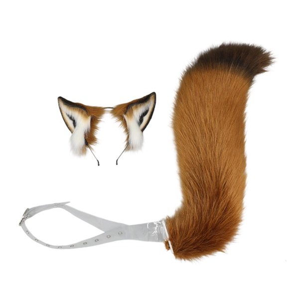 Conjunto de orejas y cola con cinturón ajustable, accesorios para el cabello para mujer, orejas de animal Cinturón transparente