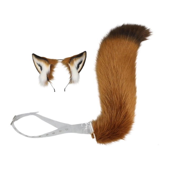 Conjunto de orejas y cola con cinturón ajustable, accesorios para el cabello para mujer, orejas de animal Cinturón transparente