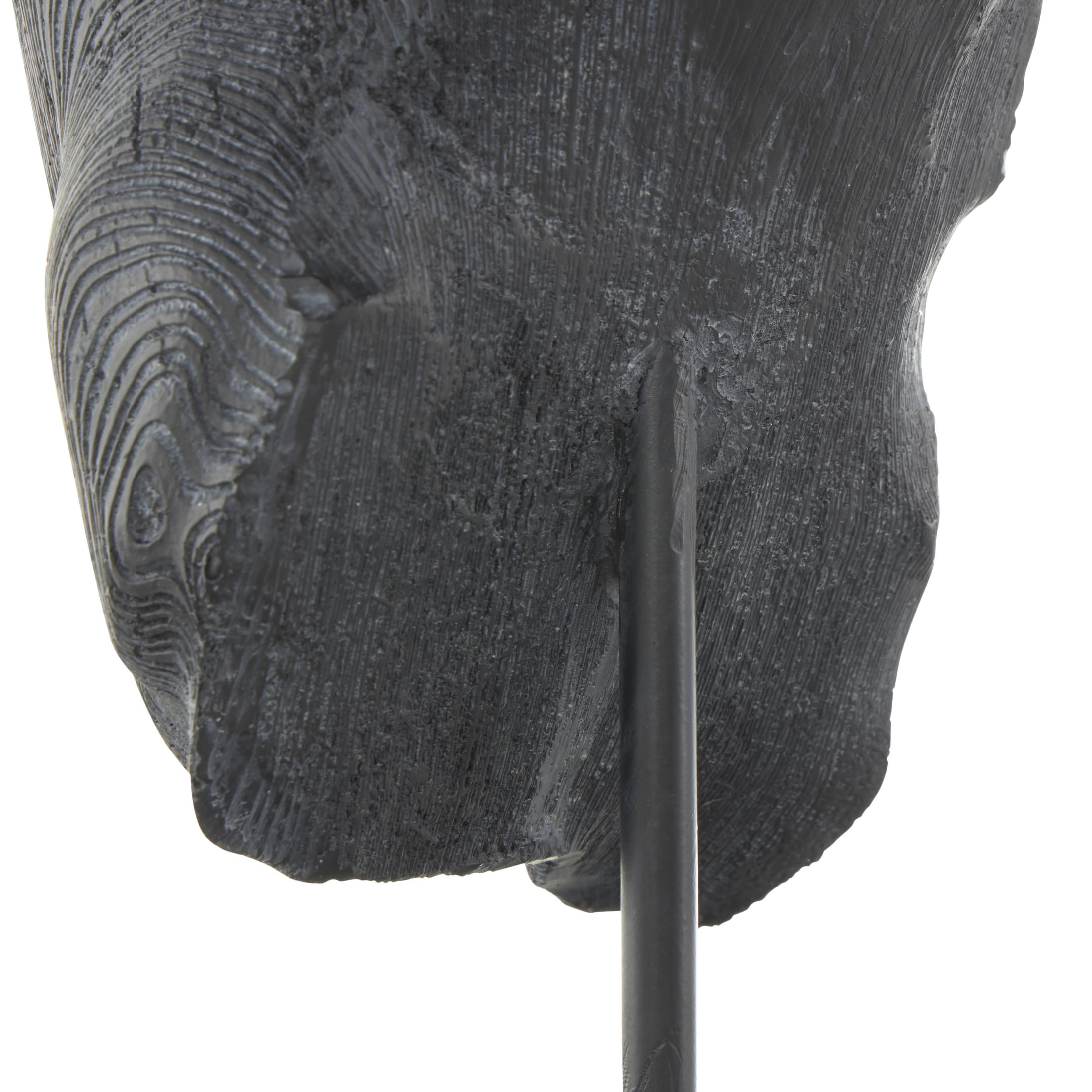 9" x 14" Black Resin Horse Sculpture with Black Rectangular Base, by DecMode