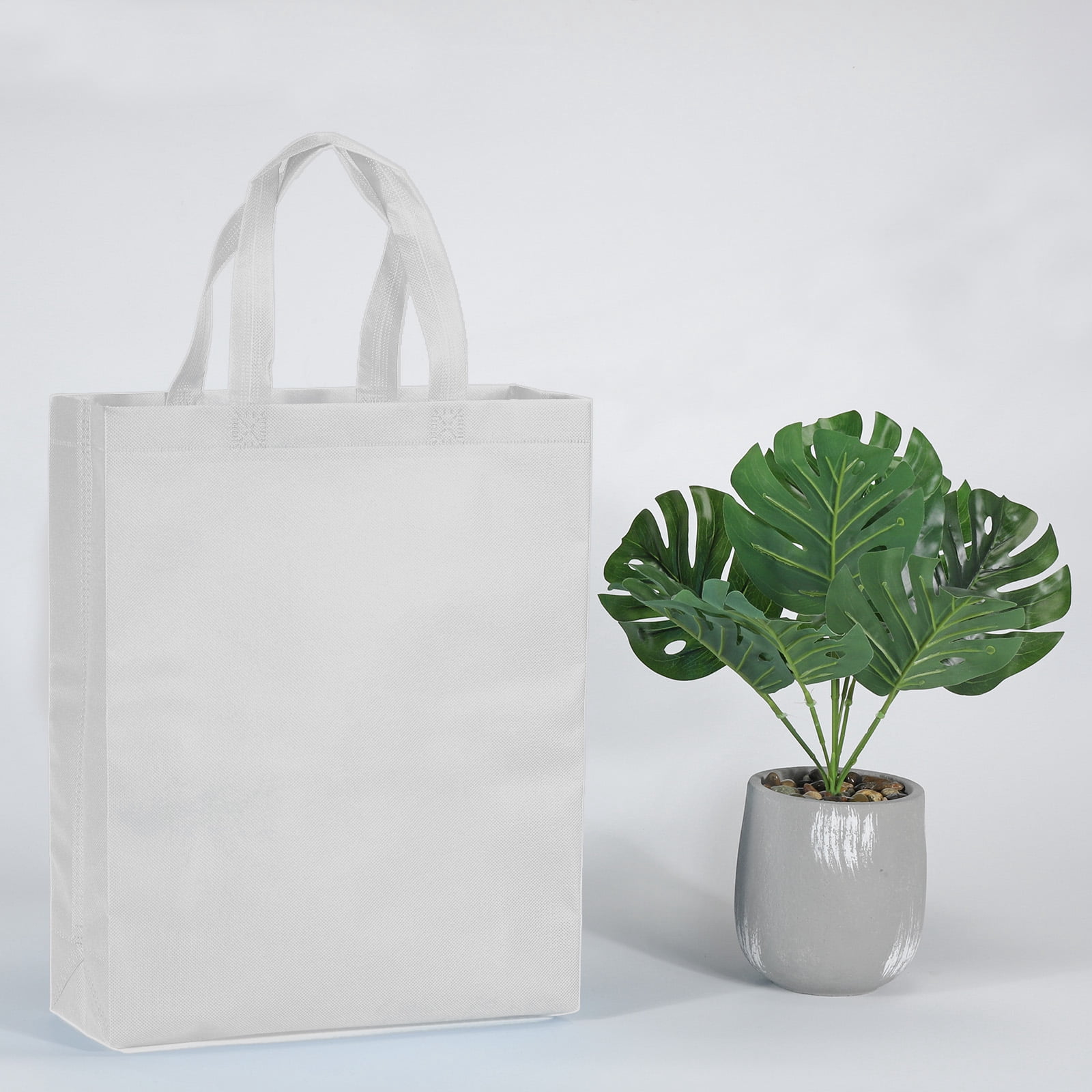 Unique Bargains Reusable Gift Bags Vertical Style Non-Woven Tote Bag White