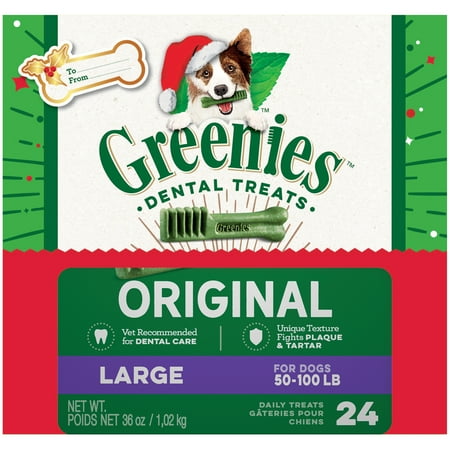 (5 pack) (5 Pack) Greenies Holiday Limited Edition Packaging Large Dog Dental Treats, 36 oz. Box (24 Treats)