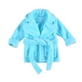thumbnail image 1 of Baby Boy Girls Flannel Bathrobe Ultra Soft Solid Color Long Sleeve Lapel Design Robe with Belt and Pocket, 1 of 1