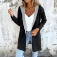 thumbnail image 4 of Fashionable Solid Color Long Sleeved Casual Sweater Cardigan, Hooded Jacket with Pockets for Versatile Layering in Women's Everyday Wardrobe,Black,L, 4 of 5