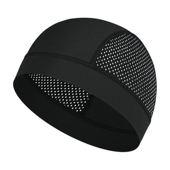 Black Breathable Mesh Stretch Skull Cap 90 Polyester 10 Spandex For Daily Sports And Outdoor Activity