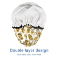 thumbnail image 4 of Shower Caps,White Yellow Flower Sunflower Pattern Waterproof Shower Cap for Women 4 Pieces,Double Reusable Hair Cover for Shower PEVA Elastic Stretch Hem, 4 of 7