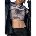 thumbnail image 3 of ZAXARRA T-Shirts à Manches Courtes en Maille Transparente pour Femmes, 3 of 5