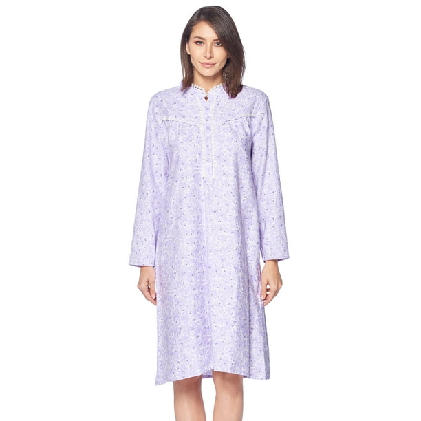 Casual Nights - Casual Nights Women's Flannel Floral Long Sleeve