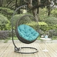 thumbnail image 5 of Pemberly Row Steel Rattan Outdoor Patio Swing Chair with Stand in Gray/Turquoise, 5 of 5