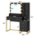 thumbnail image 2 of Afuhokles Makeup Vanity with Light Mirror and Charging Station, Vanity Desk with Storage Shelves, 5 Drawers, Black, 2 of 8