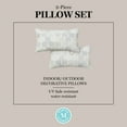 thumbnail image 5 of MARTHA STEWART Modern Banana Leaves Indoor Outdoor Decorative Lumbar Pillow 2-Pack Set, UV Fade Resistant, Water Repellent, Printed Tropical Design, Warm Grey, 11"x18", 5 of 9