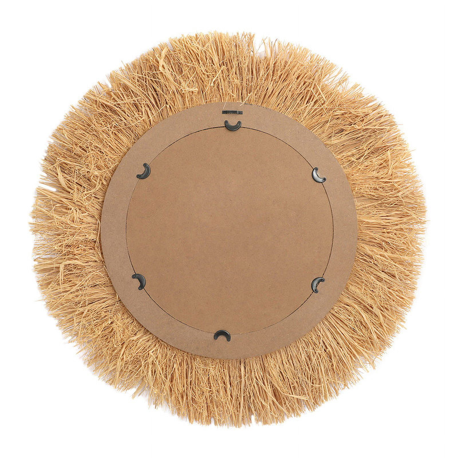 Rayna Tan Round Grass Wide Frame Boho Wall Mirror