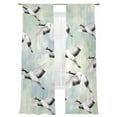 thumbnail image 2 of Teal White Birds Sheer Curtains 108 Inches Long 2 Panels Set, Window Sheer Curtains for Living Room/Bedroom, Vintage Animals Farmhouse Retro Art Light Filtering Rod Pocket Curtain 52''x108''x2, 2 of 8