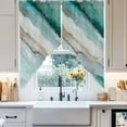 thumbnail image 4 of Abstract Marble Swag Curtain Valance for Windows, Texture Cyan Brown Gradient Waves Window Treatments Short Swag Topper for Kitchen Windows Bathroom Bedroom, 36"x63", 4 of 8