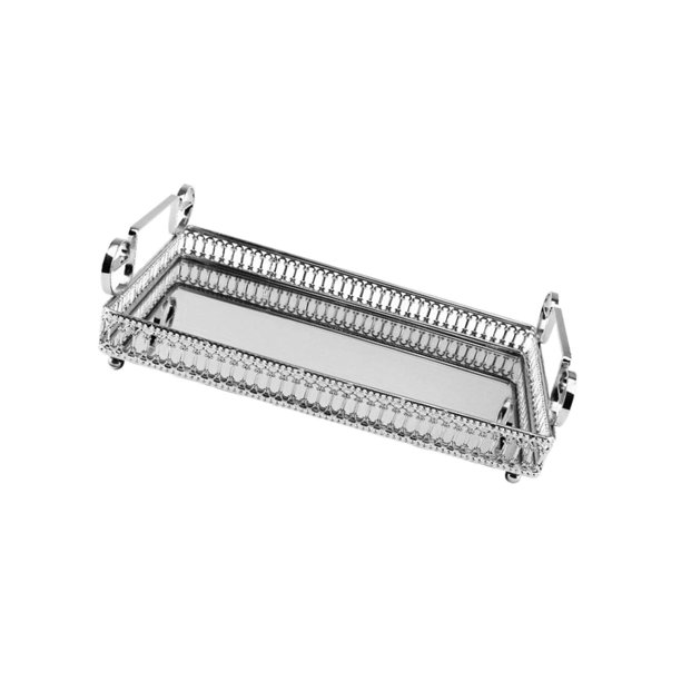 Decorative Mirror Tray Nonslip Feet Snacks Serving Server Snack Storage