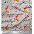 thumbnail image 1 of Soimoi Gray Rayon Crepe Fabric & Berries Fruits Print Sewing Fabric Yard 46 Inch Wide, 1 of 3
