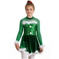 thumbnail image 2 of Zaldita Kids Girls Christmas Fancy Dress Sequin Long Sleeve Dance Leotard Dress Keyhole Back Jumpsuit Green 10, 2 of 6