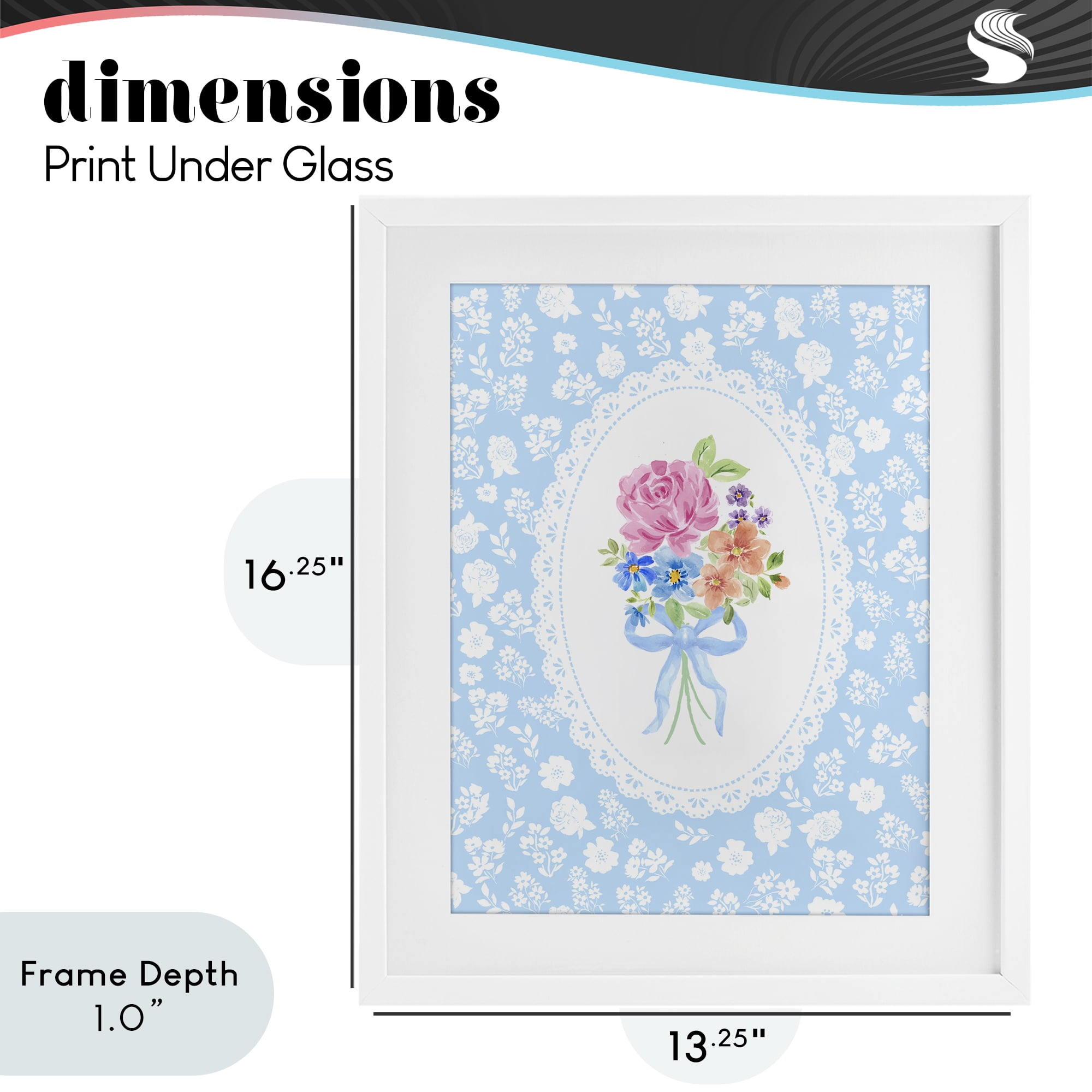 Stupell Industries Blue Feminine Bouquet White Framed Print Under Glass, design by Corinne Haig
